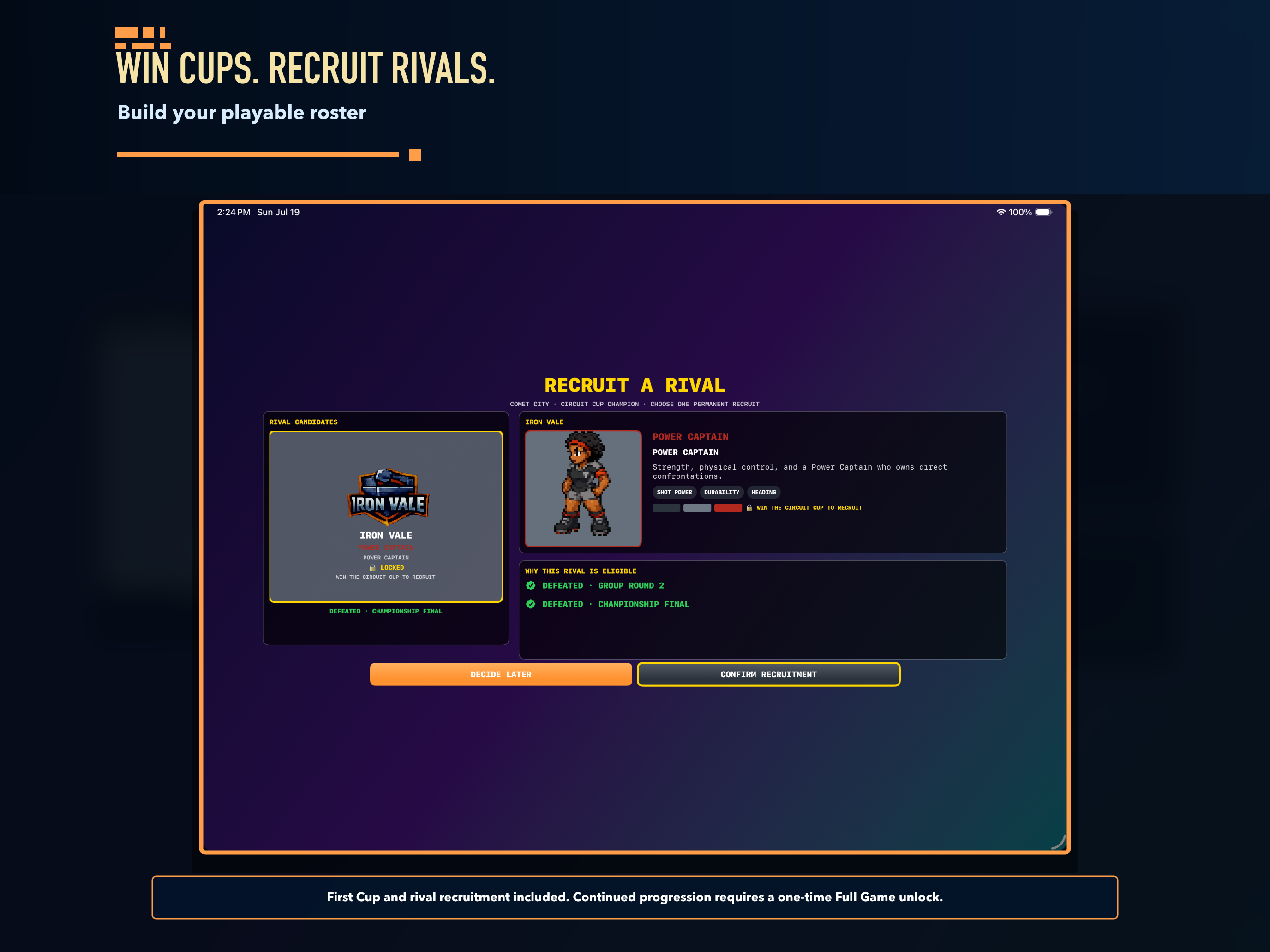 A defeated rival joins the playable roster after a successful Circuit Cup run.